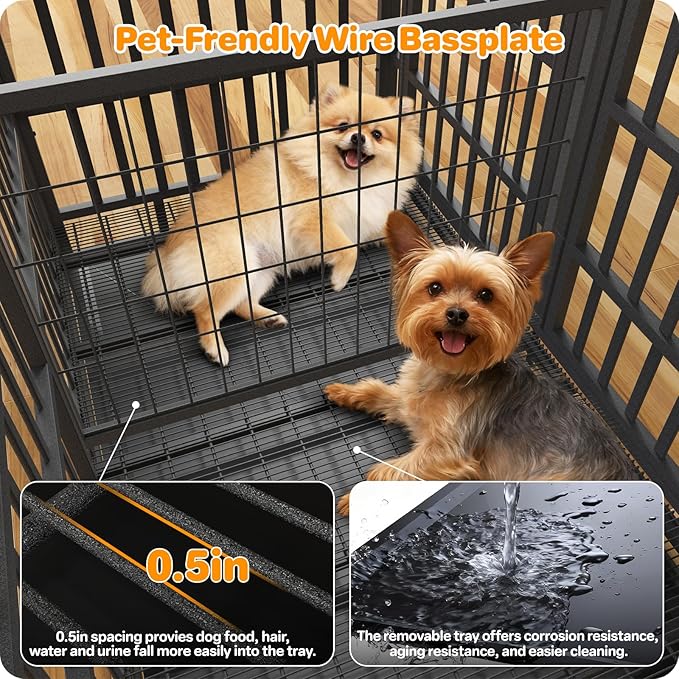 Heavy Duty Dog Crate 48 Inch, Indestructible Dog Crate with Removable Tray, Escape Proof & High Anxiety Dog Kennel Indoor, Metal Dog Cage with Wheels for Large Dogs, XL XXL XXXL