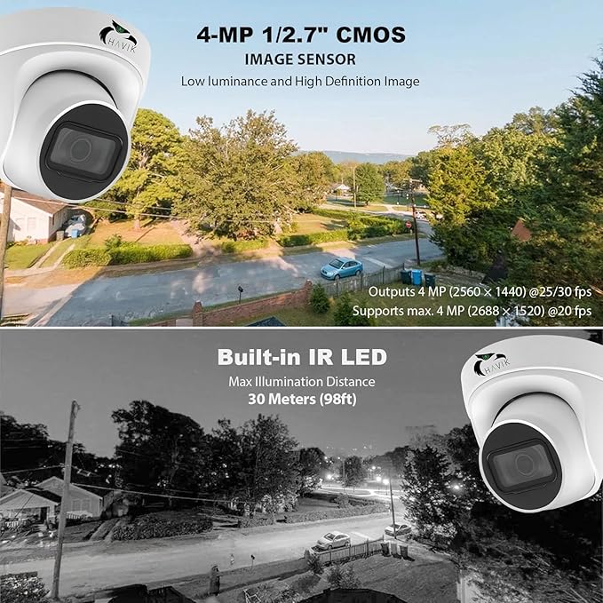 HAVIK 4MP Dome IP Security Camera POE Eyeball CCTV Camera | IR IP POE Dome Camera for Home and Business Surveillance