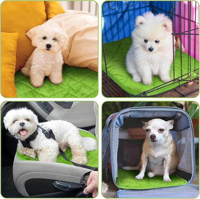 4 Pack Self Heating Cat Pad Self Warming Dog Mat Reflects Body Heat Extra Warm Thermal Pet Pad Washable Dog Cat Bed Crate Bed Mat Blanket(16 x 20 Inch,Green)