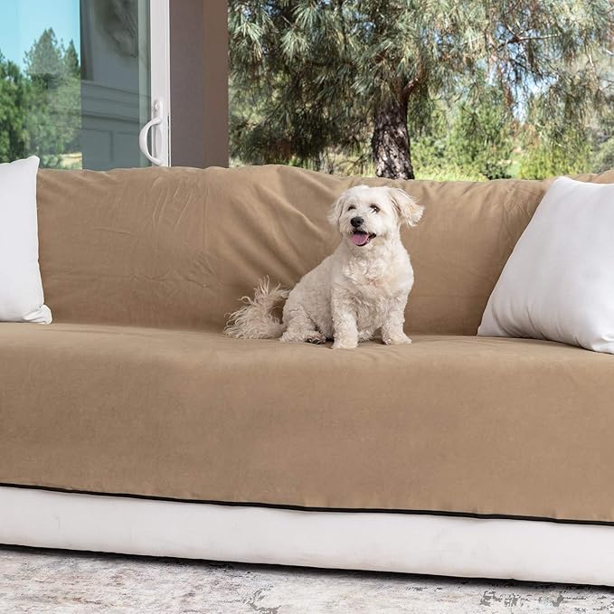 Waterproof Blanket for Bed or Couch – Soft and Leakproof Waterproof Throw Blanket, Water Proof & Stain Resistant Easy to Clean Throw Blanket Cover for Adults or Pets, Reversible Brown 80”x90”