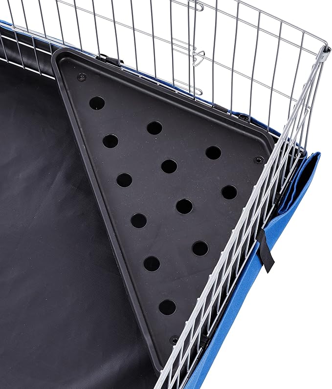 Amazon Basics - Comfortable Indoor-Outdoor Small Pet Guinea Pig Habitat Cage with Canvas Bottom, Blue, 46.65"L x 13.78"W x 23.62"H