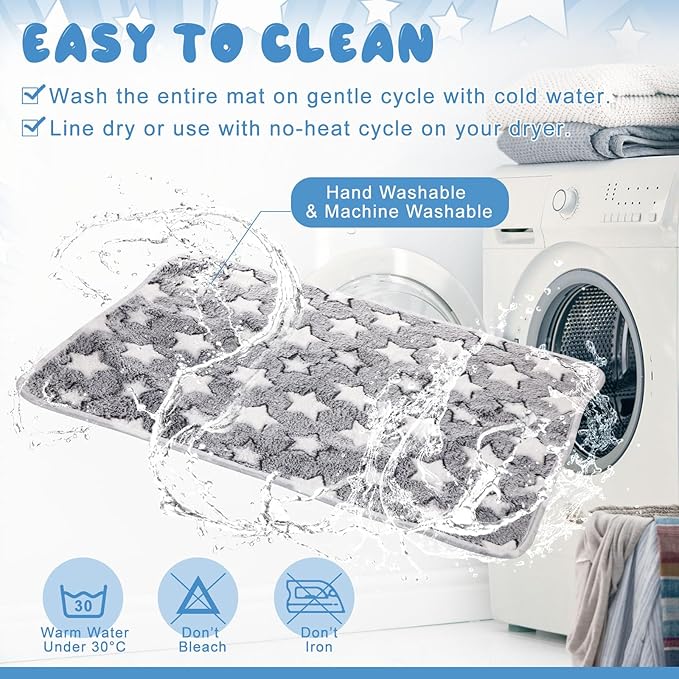 2 Pcs Large Self Warming Cat Pad Self Heating Cat Mat Bed Dog Crate Pet Blankets Thermal Heated Bed Mat for Outdoor Indoor Newborn Kittens Puppies Dog(Large Star,24 x 18)