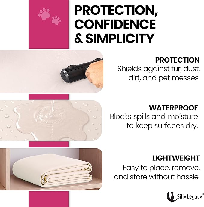 SILLY LEGACY Thin Reversible Waterproof Protective Cover or Liner for Bed or Couch (Twin Size 90 x 55 inch), for Dogs and Cats, Babies; Incontinence, Urine, Drool