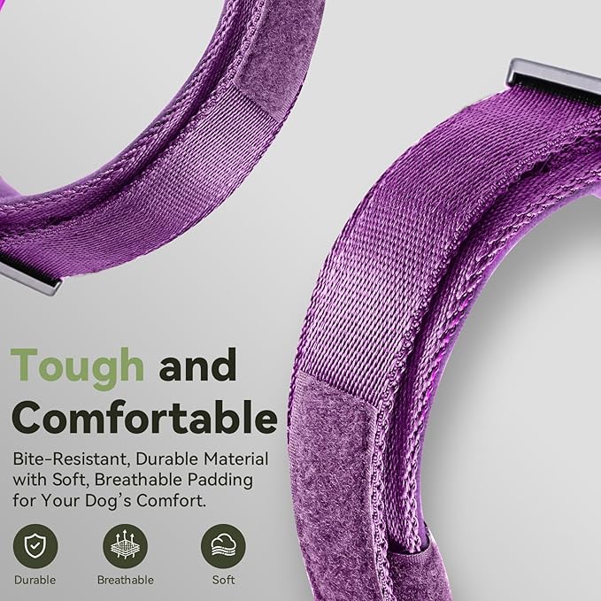 2025 Upgrade Waterproof AirTag Dog Collar, Military Tactical Dog Collar with AirTag Holder, Comfortable Control Handle and Metal Buckle, GPS Dog Collar Holder for Medium to Large Dogs (Purple, L)