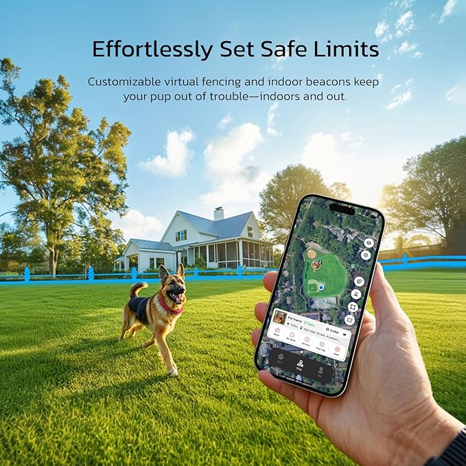 SATELLAI GPS Dog Collar, Pink [Free 1-Year Membership] The Most Advanced Dog Wireless Fences with AI Analysis, Precise Position, 5-Day Battery, and IP68 Waterproof, Flexible Virtual Fencing for Dogs