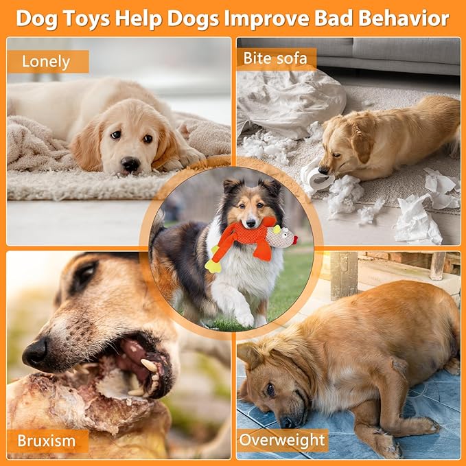 Squeaky Large Dog Toys with Crinkle Paper, Interactive Puppy Toys, Tough Dog Pull Toy, Tug of War Dog Chew Toys for Small, Medium, Large Dogs