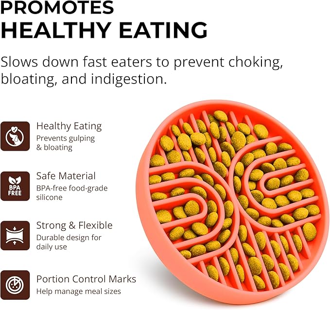 Slow Feeder Dog Bowls, Dishwasher Safe, Non-Slip Base, BPA-Free Slow Eating Dog Bowl (Terra Cotta, 1-Pack)