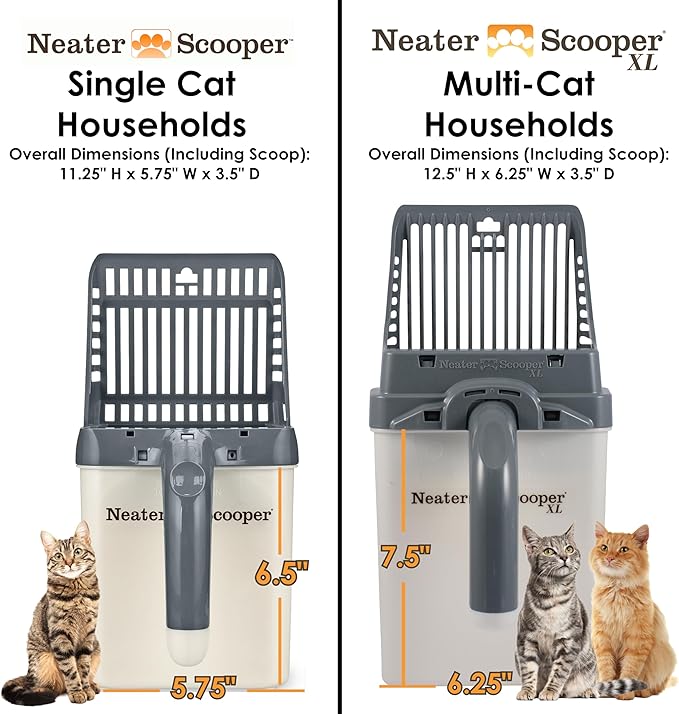 Neater Pet Brands Neater Scooper XL Cat Litter Scoop, 195 Refill Bags – Extra-Large Capacity Mess-Free Cat Litter Scooper with Bag for Large & Multiple Cats, Spill-Proof Litter Box Scooper with Holder