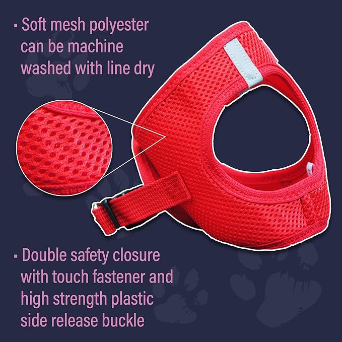 Doggie Design Dog Harness - No Choke Dog Harness, Dog Vest, Mesh Polyester, Pet Harness, Simple Step in and Go Design, Harness for Dog - Red, Medium