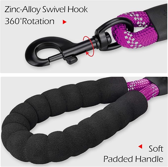 PoyPet Dog Harness and Leash Combo, Escape Proof No Pull Vest Harness, with 5 Feet Leash, Reflective Adjustable Soft Padded Pet Harness with Handle for Small to Large Dogs(Purple,M)