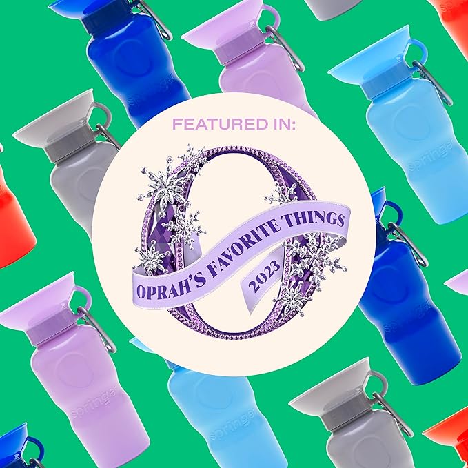 Springer by Springland Dog Water Bottle | Portable Travel Water Bottle Dispenser for Dogs | Dog Gift Seen on Oprah's Favorite Things, Shark Tank | Leak-Proof Bottles | BPA-Free 15oz Lilac