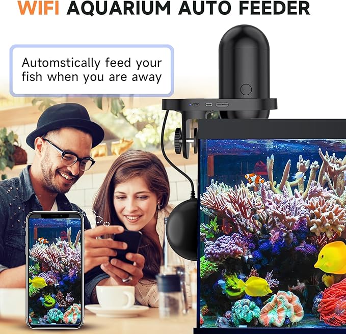 hygger WiFi Automatic Fish Feeder for Aquarium, Smart App Control Auto Fish Food Dispenser with Camera and Timer, Vacation Feeder with 230ml Large Capacity and USB Cable for Turtle Betta Koi Tank