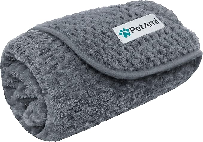 PetAmi Waterproof Dog Blanket, Leakproof Puppy Blanket for Small Medium Dogs, Furniture Sofa Couch Cover Protector, Fleece Pet Throw for Indoor Cat Kitten, Reversible Washable Soft Plush, 29x40 Gray