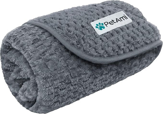 PetAmi Waterproof Dog Blanket, Leakproof Puppy Blanket for Small Medium Dogs, Furniture Sofa Couch Cover Protector, Fleece Pet Throw for Indoor Cat Kitten, Reversible Washable Soft Plush, 24x32 Gray