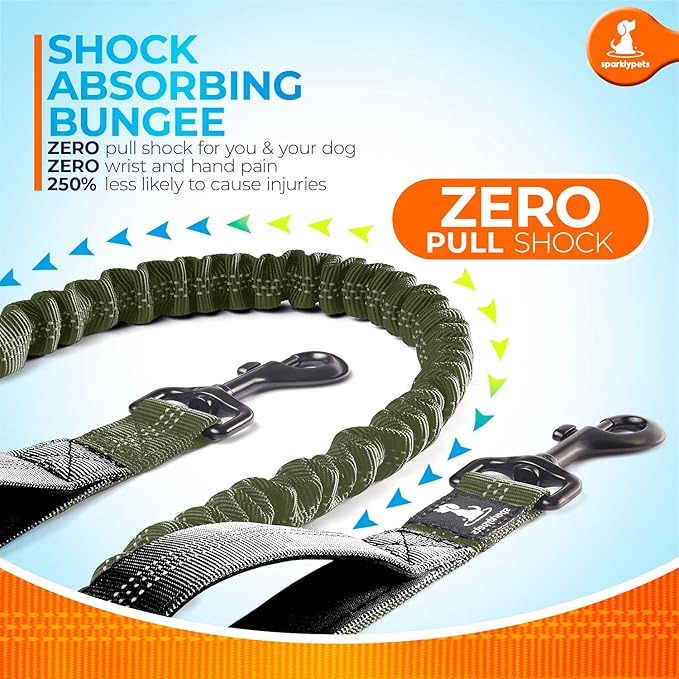 SparklyPets - Hands Free Dog Leash with Reflective Stitches - Waist Leash for Medium & Large Dogs Walking, Hiking, Training, Jogging, Canicross, Running