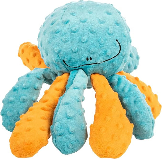 goDog Crazy Tugs Octopus Squeaky Plush Tug Dog Toy with Chew Guard Technology, Durable Fabric & Squeaker for Active Play, Multi Color, Large