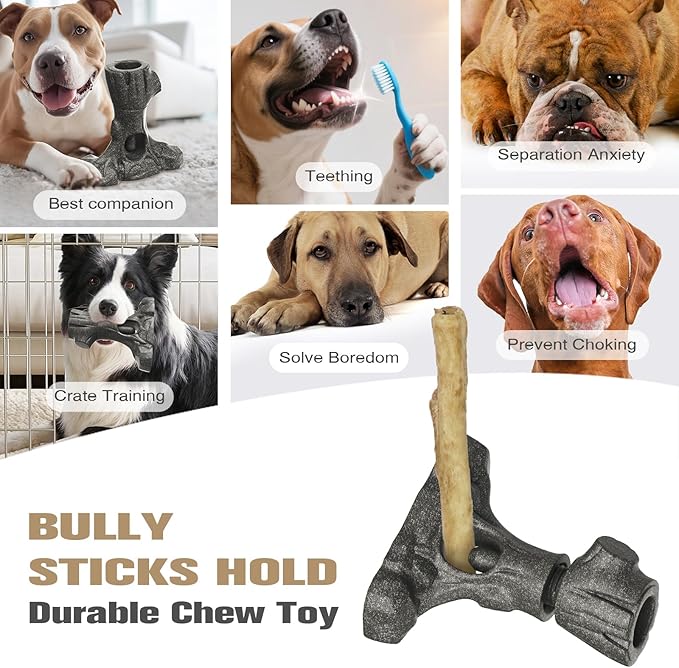 Bully Stick Holder for Dogs, Dog Frozen Toy, Though Dog Toys for Aggressive Chewer, Sturdy Dogs Chew Holder Safety Device to Prevent Choking, BPA-Free, Long-Lasting -Fits Various Bully Sticks