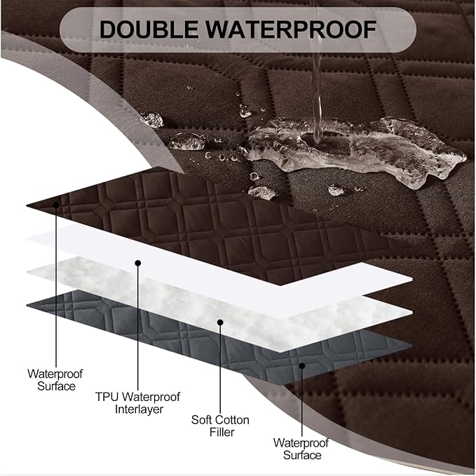 Smiry Waterproof Dog Blanket, 82x82 Inch Soft Pet Bed Cover Reversible, Washable Sofa Couch Furniture Protector for Small Medium Large Dog Puppy Cat, Geometric, Chocolate/Dark Grey