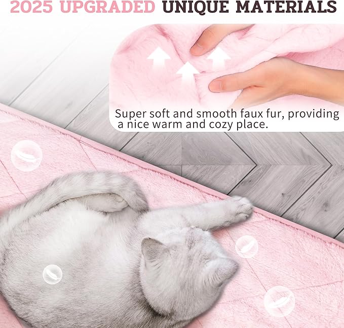 NWK Fluffy Self Warming Cat Mat, Cat Blanket, Thermal Dog Mat, Washable, Non-Slip Bottom for Sofa & Crate & Kennel & Car Seat (Blush Pink, Large (35'' X 23'' X 0.4''))