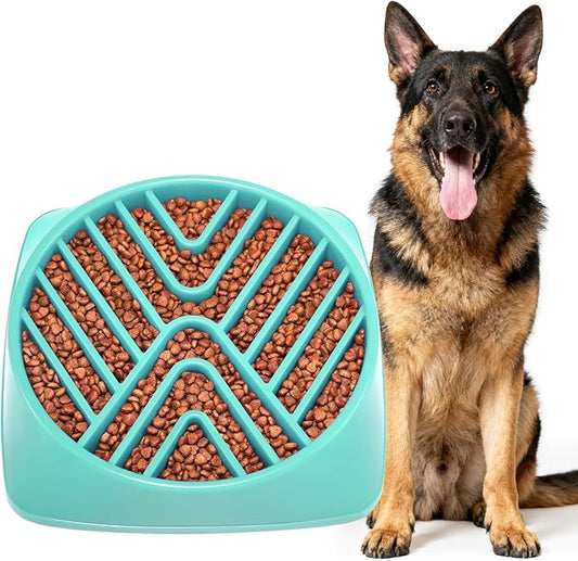 KASBAH Slow Feeder Dog Bowls Large Breed, Holds 5 Cups Wet or Dry Food for Large and Medium Dogs,Puzzle Maze for Fast Eaters,Square Base,Non-Slip, Made Without BPA,Helps Prevent Bloat & Aid Digestion