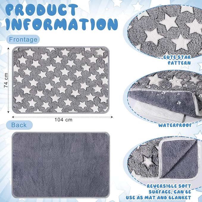 2 Pcs Large Self Warming Cat Pad Self Heating Cat Mat Bed Dog Crate Pet Blankets Thermal Heated Bed Mat for Outdoor Indoor Newborn Kittens Puppies Dog(Large Star,41 x 29)