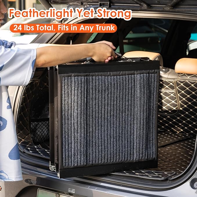 Dog Ramp for Car,350LB 67" Long & 20" Wide ramp for Dogs to get in car,Folding Dogs Ramps for Large Dogs with Non-Slip Rug Surface,Dog ramp for Truck,SUV,Dog Steps for Bed,Adjustable Dog ramp