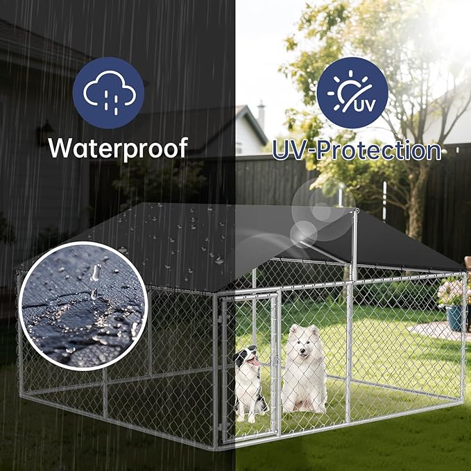 Outdoor Dog Enclosure Heavy Duty Dog Kennel House Mesh Dog Big Cage Pet Kennel Steel Fence with Secure Lock