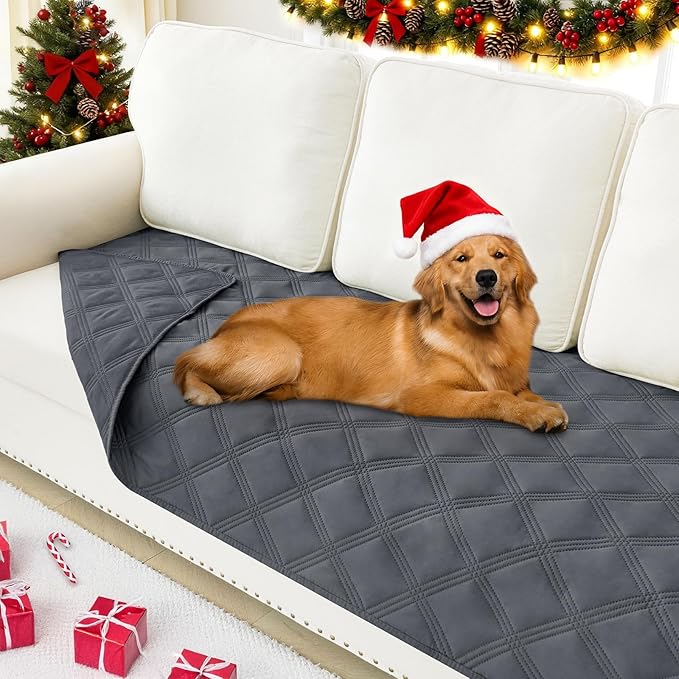 Smiry Waterproof Dog Bed Cover Blanket 30x70, Soft Reversible Pet Blanket, Washable Leakproof Cats Dogs Couch Cover for Sofa, Couch, Furniture, Lattice, Dark Grey/Dark Grey