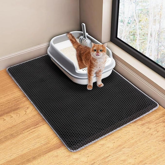 Cat Litter Mat Litter Trapping Mat,Cat Litter Box Mat for Floor 32"x22", 2 Layer Llitterbox Mats for Pet kitty,Litter Rug Catcher,Waterproof Urine Proof, Clean Easily, Collapsable, Medium