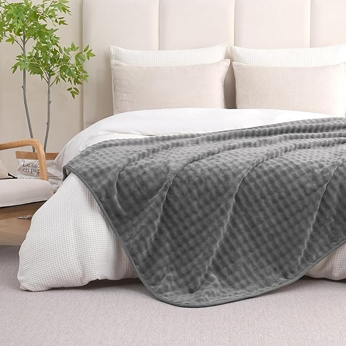 Waterproof Blanket for Bed Couch Sofa Car, Soft Leakproof Dog Blanket with 3D Bubble Pattern, Reversible Water Proof Pet Blankets for Dogs Cats Puppies (50"x60", Grey)
