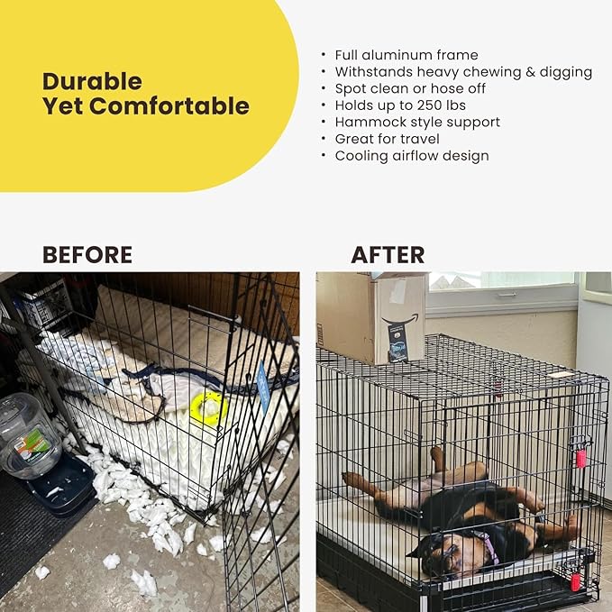 K9 Ballistics Chew Proof Elevated Outdoor Cooling Cot Bed for X Large Dogs - Virtually Indestructible, Preassembled, Withstands Aggressive Chewers - XL, Obsidian Black Ripstop