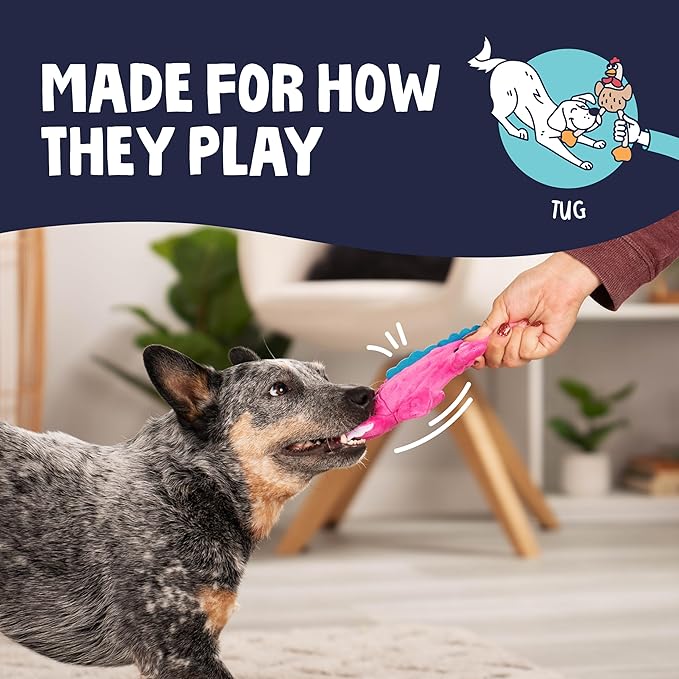 goDog Just For Me Gators Squeaky Plush Dog Toy, Chew Guard Technology - Pink, Mini