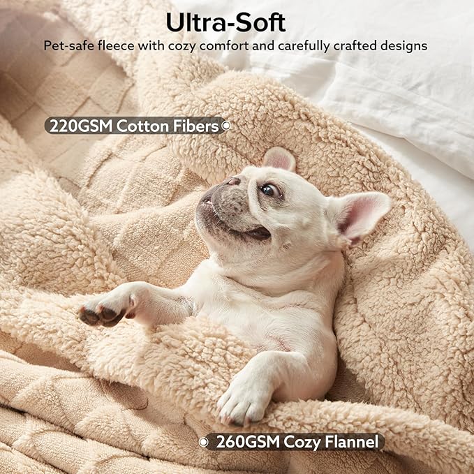 GASUR Waterproof Dog Blankets for Large Medium Dogs, Dog Blanket for Couch Bed, Fleece Pet Blanket for Furniture Sofa Protector, Soft Pet Throw Blankets for Crate Car Outdoor, Washable, 40"x50", Beige