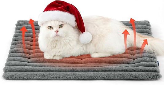 Bedsure Self Warming Cat Bed, Small Self Heating Dog Crate Pad, Thermal Extra Warm Puppy Mat Indoor, Non-Slip & Washable, Not Electric, 24" x 18", Grey