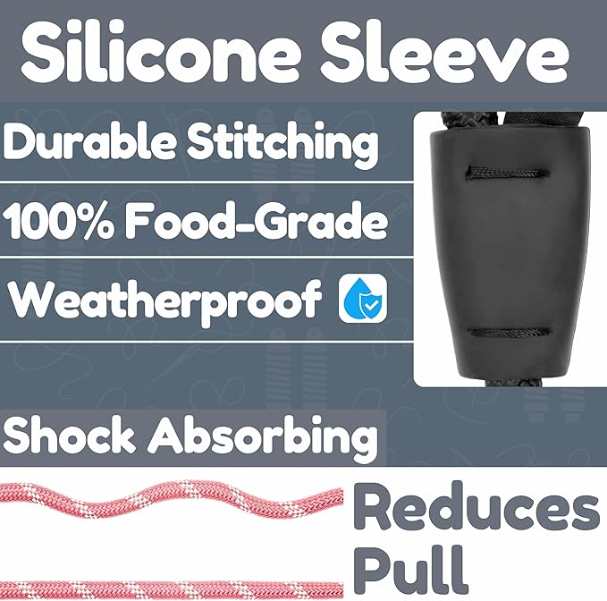 6 Foot Dog Leash, Two Extra Padded Handles, Locking Carabiner Clip, Reflective for Night Visibility, Weatherproof, Heavy Duty Rope Leash, Roam Gear (Pink)