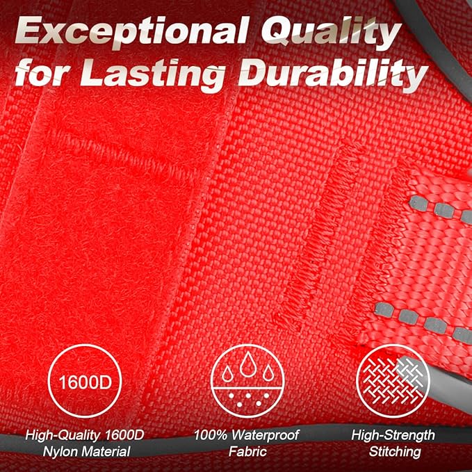 BARKBAY Service Dog Vest Tactical Dog Harness Medium Large Sized Dog Tags Personalized No Pull Adjustable Harness Reflective K9 Working Training Easy Control Military Molle System(Red,M)