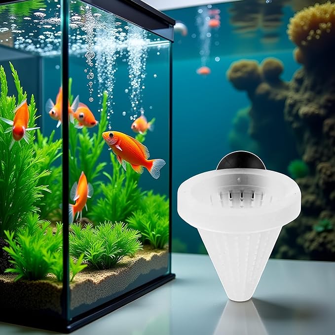 2Pcs White Cone Shape Aquarium Red Worm Fish Feeder with Suction 7cm Height Professional, Automatic Feeders, Fish and Aquatic Pets