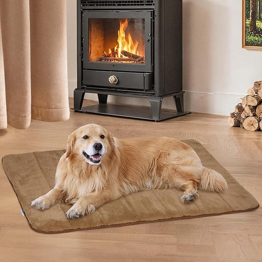 Dog Crate Pad for X Large Dogs - 41x27 Orthopedic Dog Bed with Memory Foam, Washable Water-Resistant Soft Pet Mat with Non-Slip Bottom, Khaki