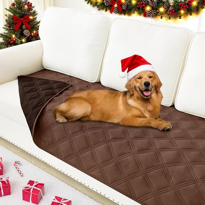 Smiry Waterproof Dog Bed Cover Blanket 30x70, Soft Reversible Pet Blanket, Washable Leakproof Cats Dogs Couch Cover for Sofa, Couch, Furniture, Lattice, Brown/Chocolate