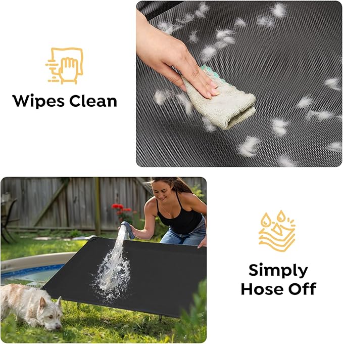 Veehoo Cooling Elevated Dog Bed, Portable Raised Pet Cot with Washable & Breathable Mesh, No-Slip Feet Durable Dog Cots Bed for Indoor & Outdoor Use, Small, Silver Gray