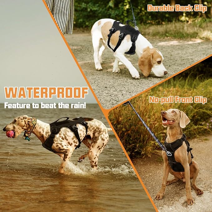 AUROTH Escape Proof Dog Harness - No Pull with Lift Handle, Soft Padded Reflective Adjustable Vest, Large for Walking, Hiking, Training