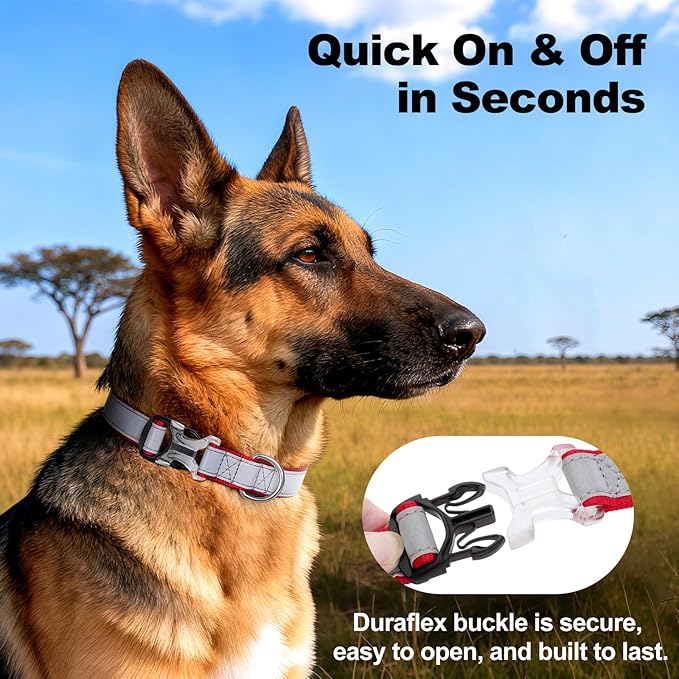 Personalized Dog Collar with Embroidered Name & Phone Number – Custom Adjustable Nylon Collar for Small Medium Large Dogs – Reflective Pet Collar with Quick Release Buckle