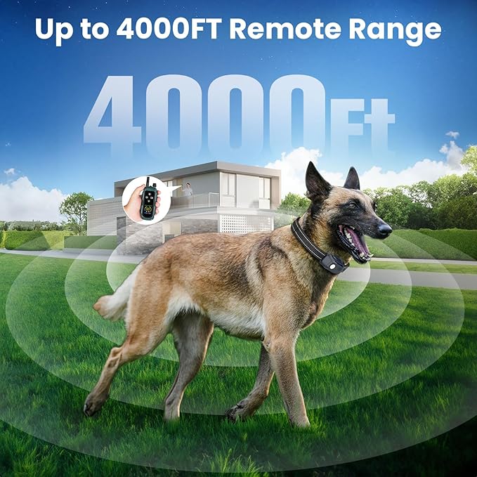 Dog Shock Collar - 4000FT Remote Training Collar with 4 Modes & LED Lights, IP67 Waterproof, Rechargeable E Collar for Small to Large Dogs (8-150 Lbs), Green