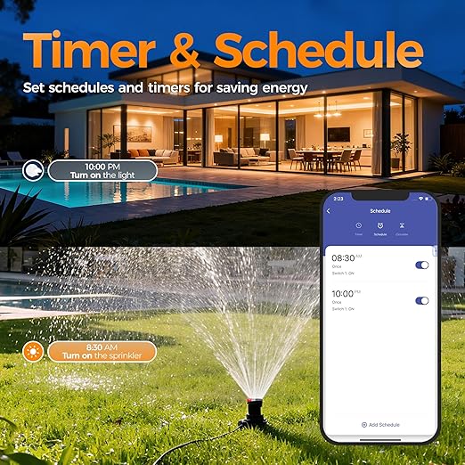 Outdoor Smart Plug Waterproof, TESSAN Smart WiFi Outlet Compatible with Alexa, Google Assistant, 2 Individual Sockets Outside Power Strip with Switch, 2.4GHz Wi-Fi Only, for Lights and 2HP Pool Pump