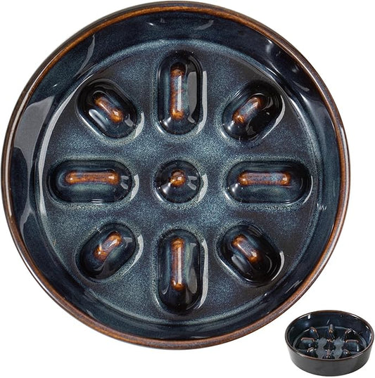 Ceramic 0.9 Cup Dog Bowl Slow Feeder, 6.1inch Slow Dog Food Bowl for Small Dog and Cat, Stop Bloat, Preventing Choking(Single Bowl, Starry Sky)