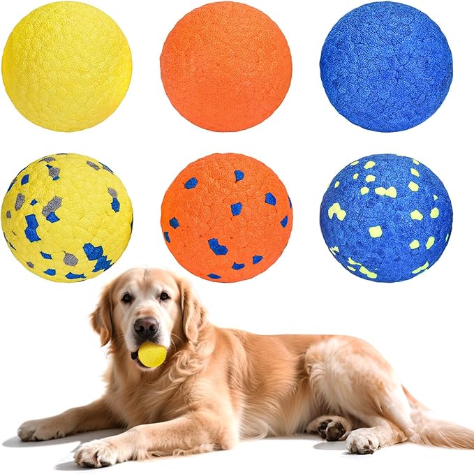 petizer 6 Pack 2.5’’ Dog Balls, Tough Dog Toys for Aggressive Chewers, Interactive Ball for Fetch Game, Lightweight Floating Toy, Durable Bouncy High Elasticity E-TPU Teething Chew Toys
