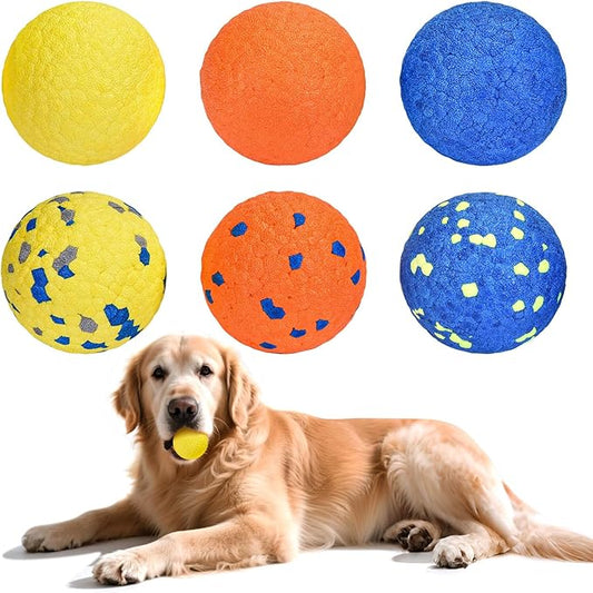 petizer 6 Pack 2.5’’ Dog Balls, Tough Dog Toys for Aggressive Chewers, Interactive Ball for Fetch Game, Lightweight Floating Toy, Durable Bouncy High Elasticity E-TPU Teething Chew Toys