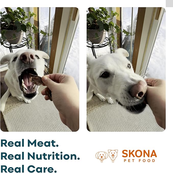 Skona PetFood Pork Heart Jerky Dog & Cat Treats, Single-Ingredient, High Protein Training Snacks, Natural & Healthy, USA Made, Rich in Nutrients, Supports Heart, Eye & Dental Health, 4oz