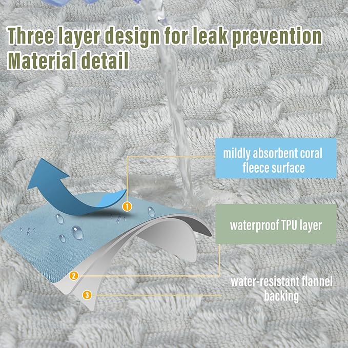 Water Resistant Blanket for Bed, 80"x90" Leakproof & Pet Friendly - King Size Waterproof Blanket, Reversible Large Water Resistant Throw (Glacier Gray/Cloud Gray)