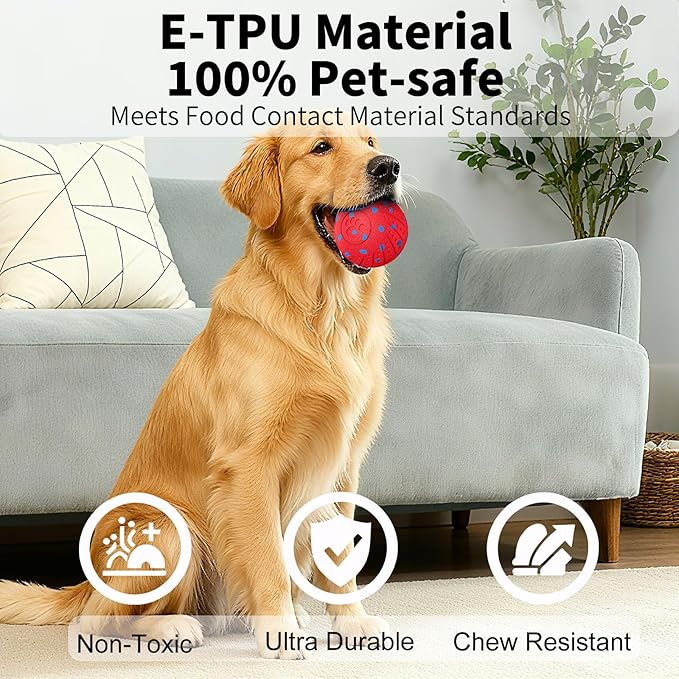 Smart Interactive Dog Toys, Activated Moving, Bouncing, Rotating Ball for Medium/Large Dogs, 2025 E-TPU Material, Motion-Activated Dog Ball to Keep Them Busy, IP54 Waterproof, Christmas Dog Gift